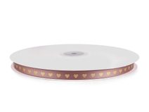 Saténová stuha s metalickým potiskem srdce šíře 10 mm metráž