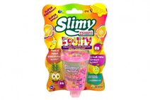 Sliz - hmota 100g v barvě ovoce 8cm, v plastové krabičce na kartě různé druhy