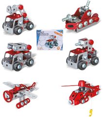 MALÝ MECHANIK Hasiči 43-65 dílků 6 druhů kovová STAVEBNICE typu Merkur