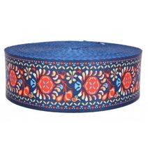 Popruh vzor 01 hladký tisk šíře 5cm modrý návin 5 METRŮ