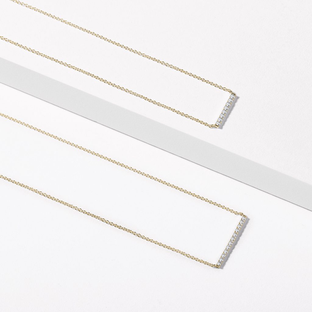 GOLD DIAMOND BAR NECKLACE - DIAMOND NECKLACES - NECKLACES