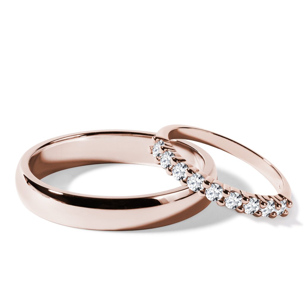 His and Hers Rose Gold Wedding Ring Set with Diamonds HIS AND HERS ROSE GOLD WEDDING RING SET WITH DIAMONDS - ROSE GOLD WEDDING SETS - WEDDING RINGS