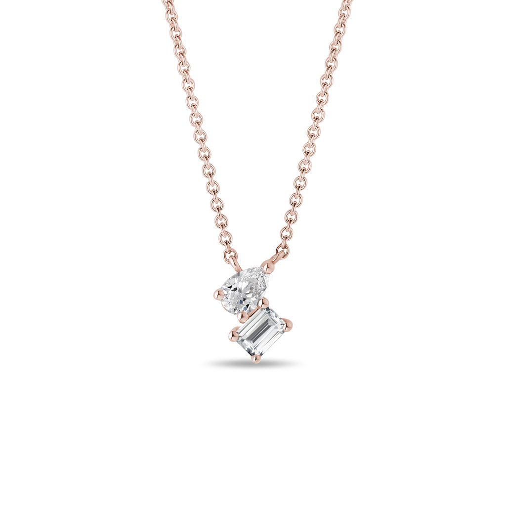 Diamond Cluster Necklace in 14k Rose Gold DIAMOND CLUSTER NECKLACE IN 14K ROSE GOLD - DIAMOND NECKLACES - NECKLACES