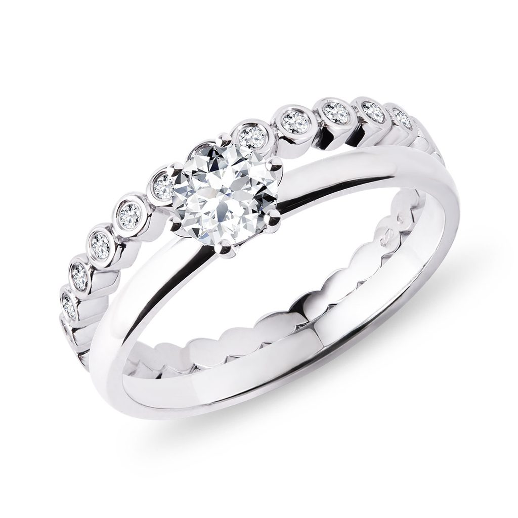 SET OF ENGAGEMENT AND WEDDING RING IN WHITE GOLD - ENGAGEMENT AND BRIDAL RING SETS - ENGAGEMENT RINGS