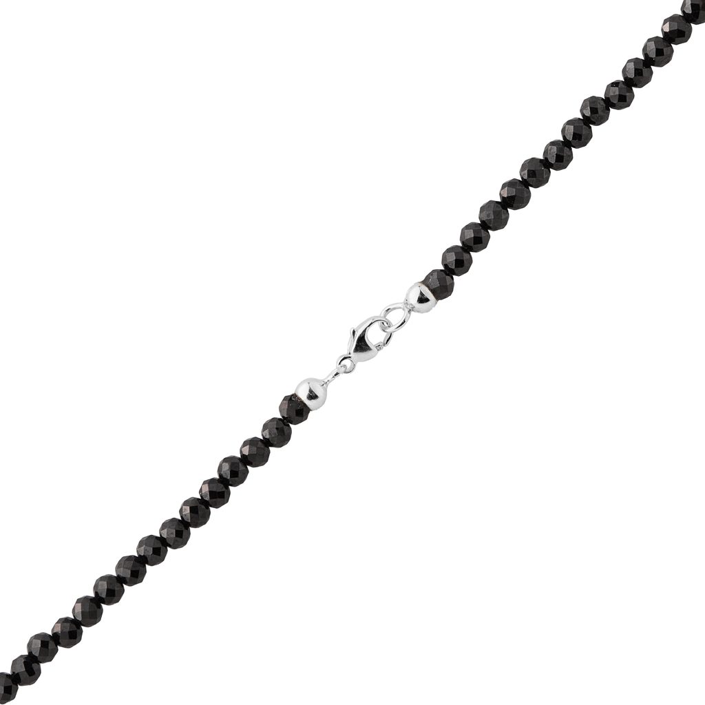 BLACK SPINEL AND CRYSTAL NECKLACE IN WHITE GOLD - MINERAL NECKLACES - NECKLACES