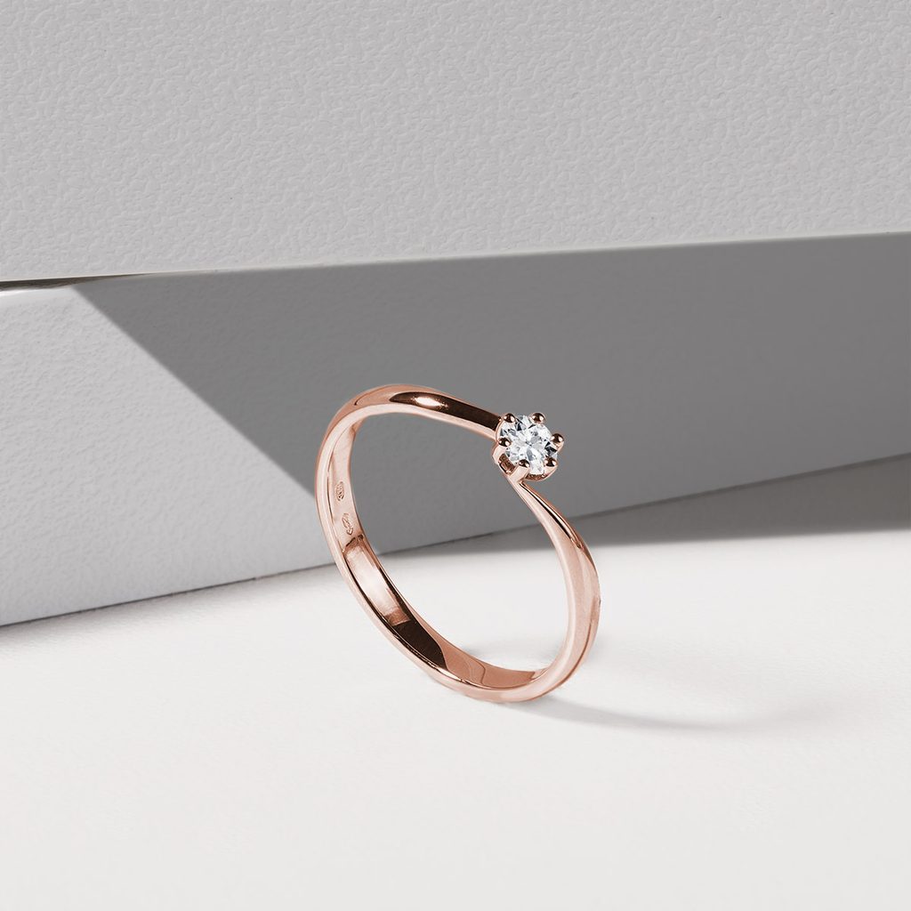 RING IN 14K ROSE GOLD WITH BRILLIANT - BRILLIANT CUT DIAMOND ENGAGEMENT RINGS - ENGAGEMENT RINGS