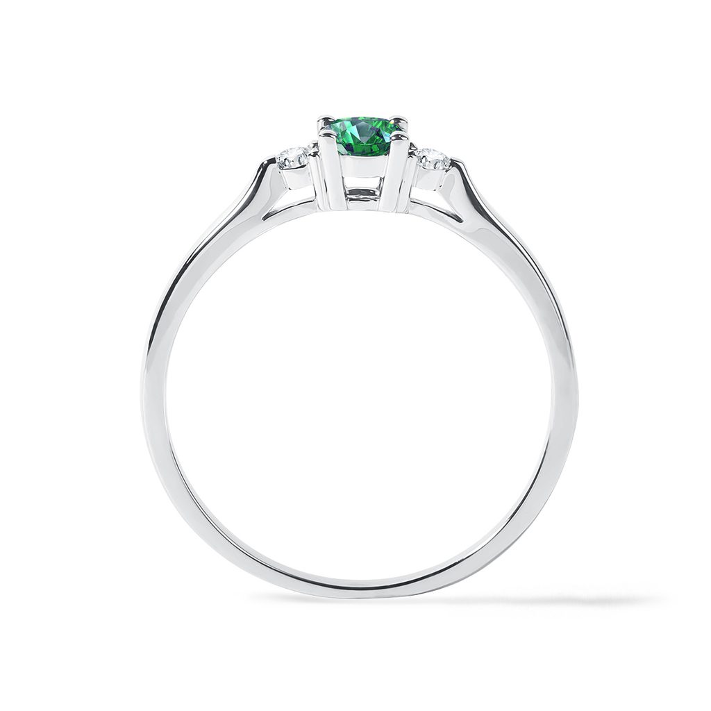 WHITE GOLD RING WITH EMERALD AND BRILLIANTS - EMERALD RINGS - RINGS