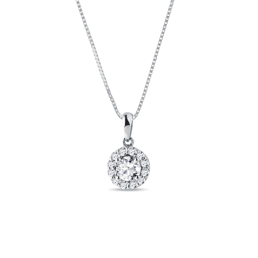Halo Diamond Necklace in White Gold HALO DIAMOND NECKLACE IN WHITE GOLD - DIAMOND NECKLACES - NECKLACES