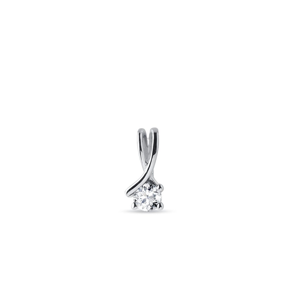 White Gold Diamond Ribbon Pendant WHITE GOLD DIAMOND RIBBON PENDANT - PENDANTS - NECKLACES