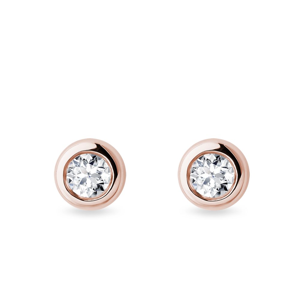 4 mm Bezel Diamond Earrings in Rose Gold 4 MM BEZEL DIAMOND EARRINGS IN ROSE GOLD - DIAMOND STUD EARRINGS - EARRINGS