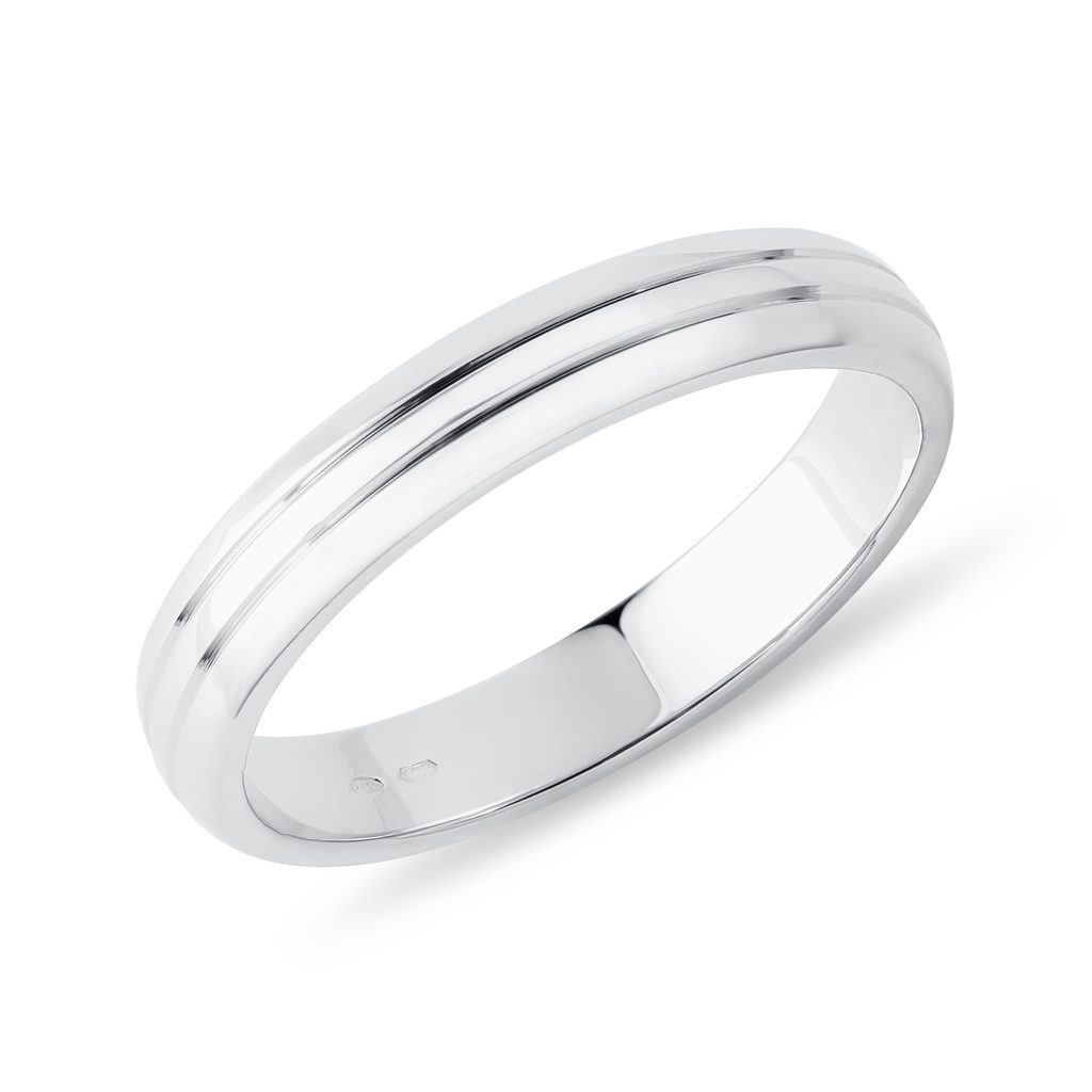 Men's Wedding Band in White Gold with Two Engraved Lines MEN'S WEDDING BAND IN WHITE GOLD WITH TWO ENGRAVED LINES - RINGS FOR HIM - WEDDING RINGS