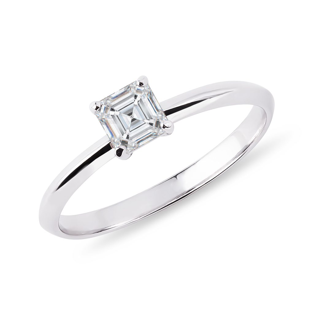 Asscher Cut Diamond Ring in White Gold ASSCHER CUT DIAMOND RING IN WHITE GOLD - DIAMOND ENGAGEMENT RINGS - ENGAGEMENT RINGS