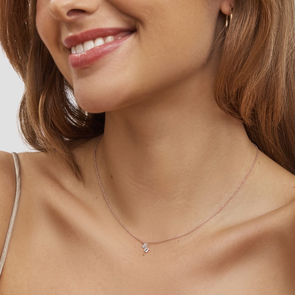 DIAMOND CLUSTER NECKLACE IN 14K ROSE GOLD - DIAMOND NECKLACES - NECKLACES