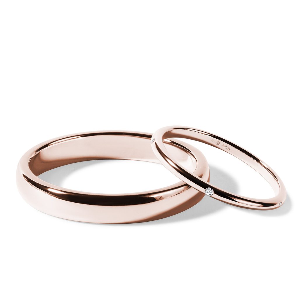 His and Hers Rose Gold Wedding Ring Set with a Diamond HIS AND HERS ROSE GOLD WEDDING RING SET WITH A DIAMOND - ROSE GOLD WEDDING SETS - WEDDING RINGS
