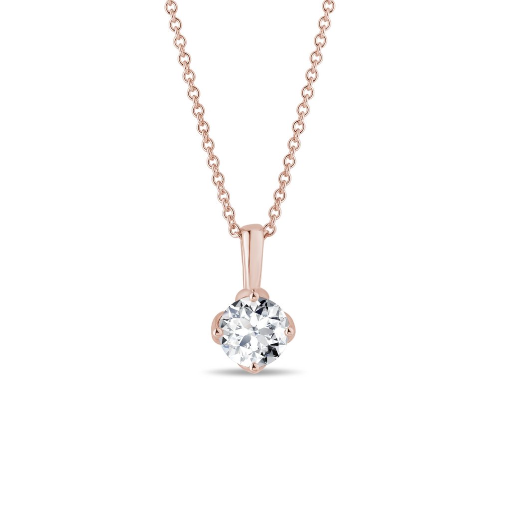 Rose Gold Necklace with 1ct Lab Grown Diamond ROSE GOLD NECKLACE WITH 1CT LAB GROWN DIAMOND - DIAMOND NECKLACES - NECKLACES
