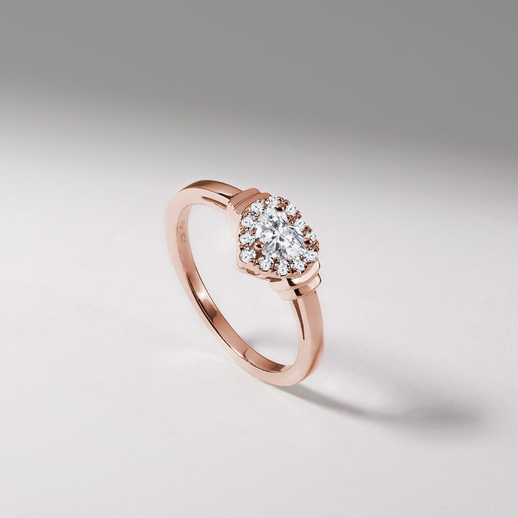 HEART SHAPED DIAMOND ENGAGEMENT RING IN ROSE GOLD - DIAMOND ENGAGEMENT RINGS - ENGAGEMENT RINGS