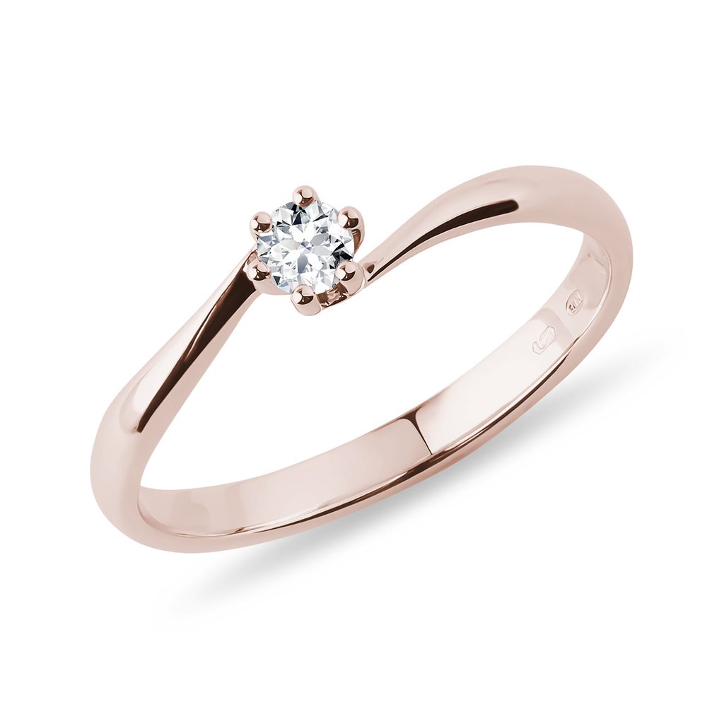Ring in 14k Rose Gold with Brilliant RING IN 14K ROSE GOLD WITH BRILLIANT - BRILLIANT CUT DIAMOND ENGAGEMENT RINGS - ENGAGEMENT RINGS