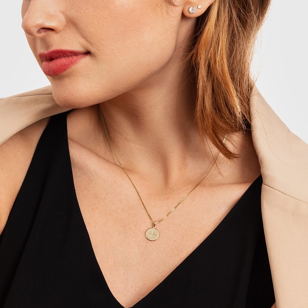 GOLD NECKLACE WITH A DIAMOND MEDALLION - DIAMOND NECKLACES - NECKLACES