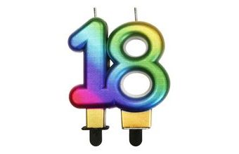 Narozeninová svíčka 18 - Rainbow - DUHOVÁ 7,5 cm