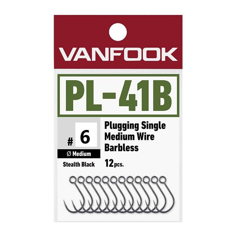 Vanfook Háčky na Woblery PL-41B Plugging Single Medium Heavy Wire Barbless 12ks - 6