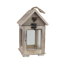 Dřevěná lucerna domeček 23 cm D7097