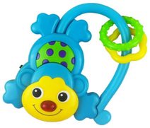 Chrastítko Baby Mix opička modrá pro miminko na baterie Světlo Zvuk