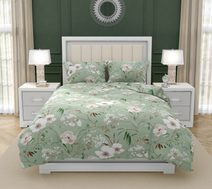 Bavlněné ložní povlečení DELUX Magnólie zelená 140×200, 70×90 cm