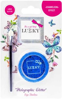 LUKKY Oční stíny gelové dětské s holgrafickými třpytkami a štětcem Modré