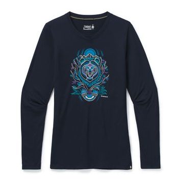 SMARTWOOL W MERINO SPORT 150 AUTUMN SUN LS GRAPH TEE deep navy