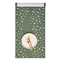 TREES Běhoun na stůl 160 x 50 cm - tm. zelená