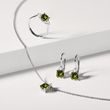 MOLDAVITE AND DIAMOND EARRINGS IN WHITE GOLD - MOLDAVITE EARRINGS - EARRINGS