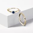 ZLATÝ PRSTEN S MODRÝM SAFÍREM A BRILIANTY - ZÁSNUBNÍ PRSTENY SE SAFÍREM - ZÁSNUBNÍ PRSTENY