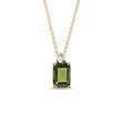 MOLDAVITE AND DIAMOND GOLD NECKLACE - MOLDAVITE NECKLACES - NECKLACES