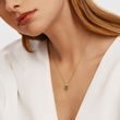 MOLDAVITE AND DIAMOND GOLD NECKLACE - MOLDAVITE NECKLACES - NECKLACES