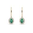 OVAL EMERALD AND DIAMOND GOLD HALO EARRINGS - EMERALD EARRINGS - EARRINGS