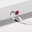 RUBY RING WITH SHINING DIAMONDS IN WHITE GOLD - RUBY ENGAGEMENT RINGS - ENGAGEMENT RINGS