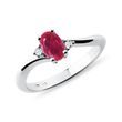 RUBY RING WITH SHINING DIAMONDS IN WHITE GOLD - RUBY ENGAGEMENT RINGS - ENGAGEMENT RINGS