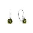 MOLDAVITE AND DIAMOND EARRINGS IN WHITE GOLD - MOLDAVITE EARRINGS - EARRINGS