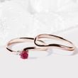 RUBY AND DIAMOND ENGAGEMENT RING SET IN ROSE GOLD - ENGAGEMENT AND BRIDAL RING SETS - ENGAGEMENT RINGS