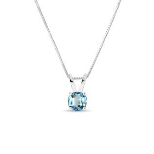 ROUND TOPAZ NECKLACE IN WHITE GOLD - TOPAZ NECKLACES - NECKLACES