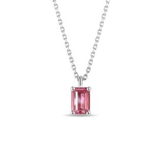 EMERALD CUT TOURMALINE NECKLACE IN WHITE GOLD - TOURMALINE NECKLACES - NECKLACES