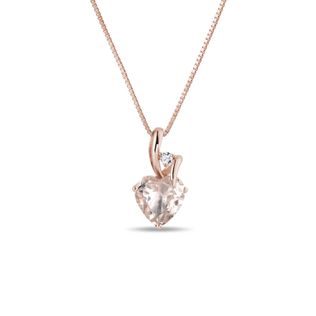 PINK MORGANITE HEART NECKLACE IN GOLD - MORGANITE NECKLACES - NECKLACES