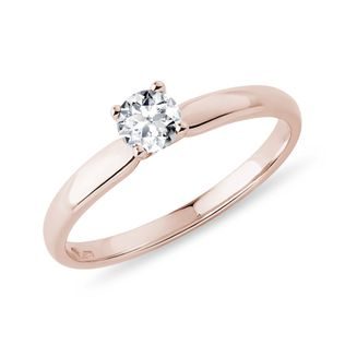 ELEGANT ROSE GOLD RING WITH A CENTRAL BRILLIANT - BRILLIANT CUT DIAMOND ENGAGEMENT RINGS - ENGAGEMENT RINGS