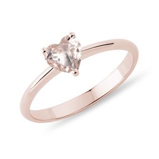 HEART-SHAPED MORGANITE RING IN ROSE GOLD - MORGANITE RINGS - RINGS