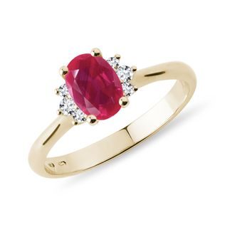 CLASSIC RUBY AND DIAMOND YELLOW GOLD RING - RUBY ENGAGEMENT RINGS - ENGAGEMENT RINGS