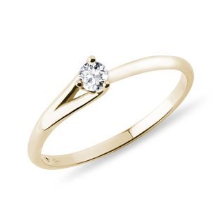 ASYMMETRIC GOLD RING WITH BRILLIANT - BRILLIANT CUT DIAMOND ENGAGEMENT RINGS - ENGAGEMENT RINGS
