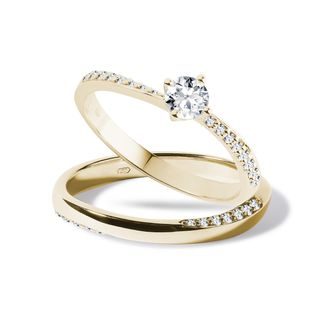 ENGAGEMENT SET WITH BRILLIANTS IN YELLOW GOLD - ENGAGEMENT AND BRIDAL RING SETS - ENGAGEMENT RINGS