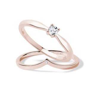 MINIMAL ROSE GOLD AND DIAMOND BRIDAL SET - ENGAGEMENT AND BRIDAL RING SETS - ENGAGEMENT RINGS