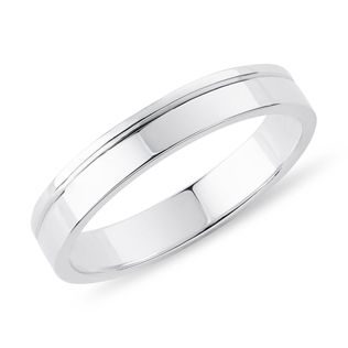 MEN'S WHITE GOLD WEDDING BAND WITH A GROOVE - RINGS FOR HIM - WEDDING RINGS