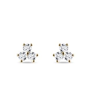 DIAMOND TRIO EARRINGS IN YELLOW GOLD - DIAMOND STUD EARRINGS - EARRINGS